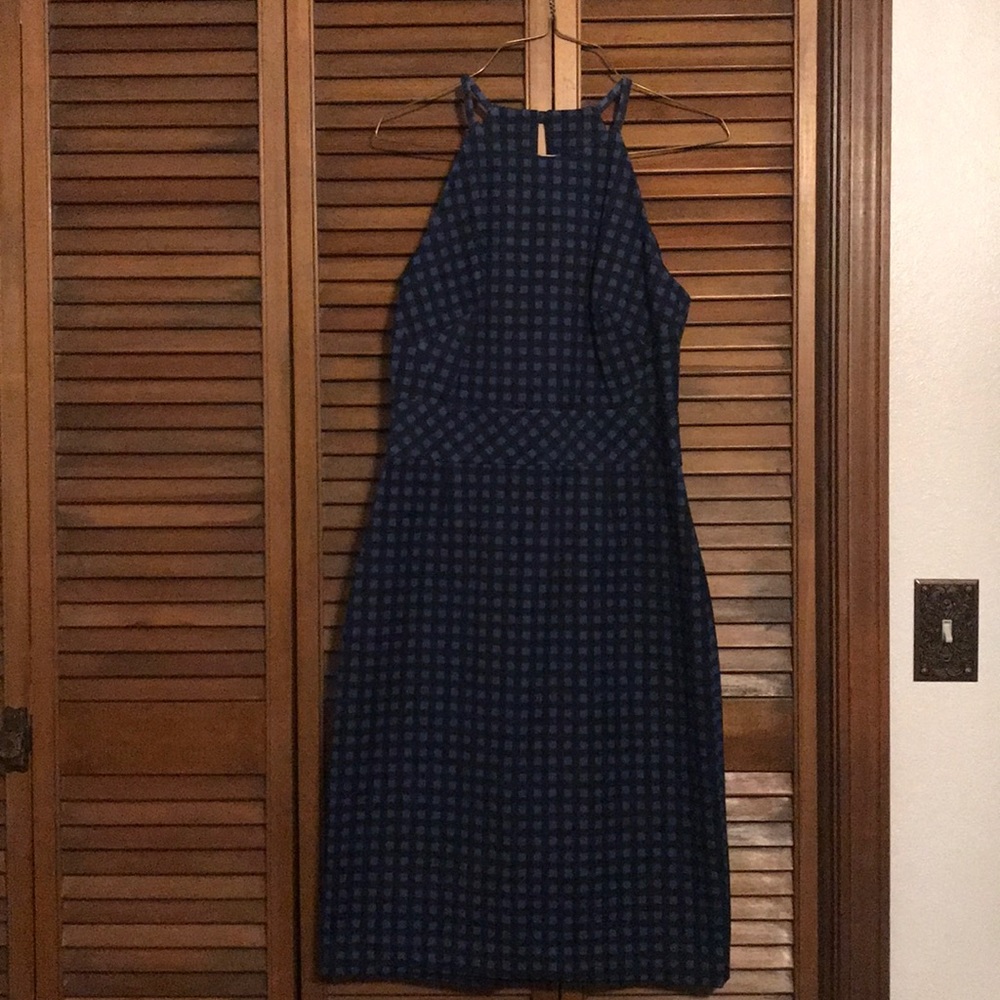 Banana Republic Bi Stretch Halter  Dress Blue Sz 6